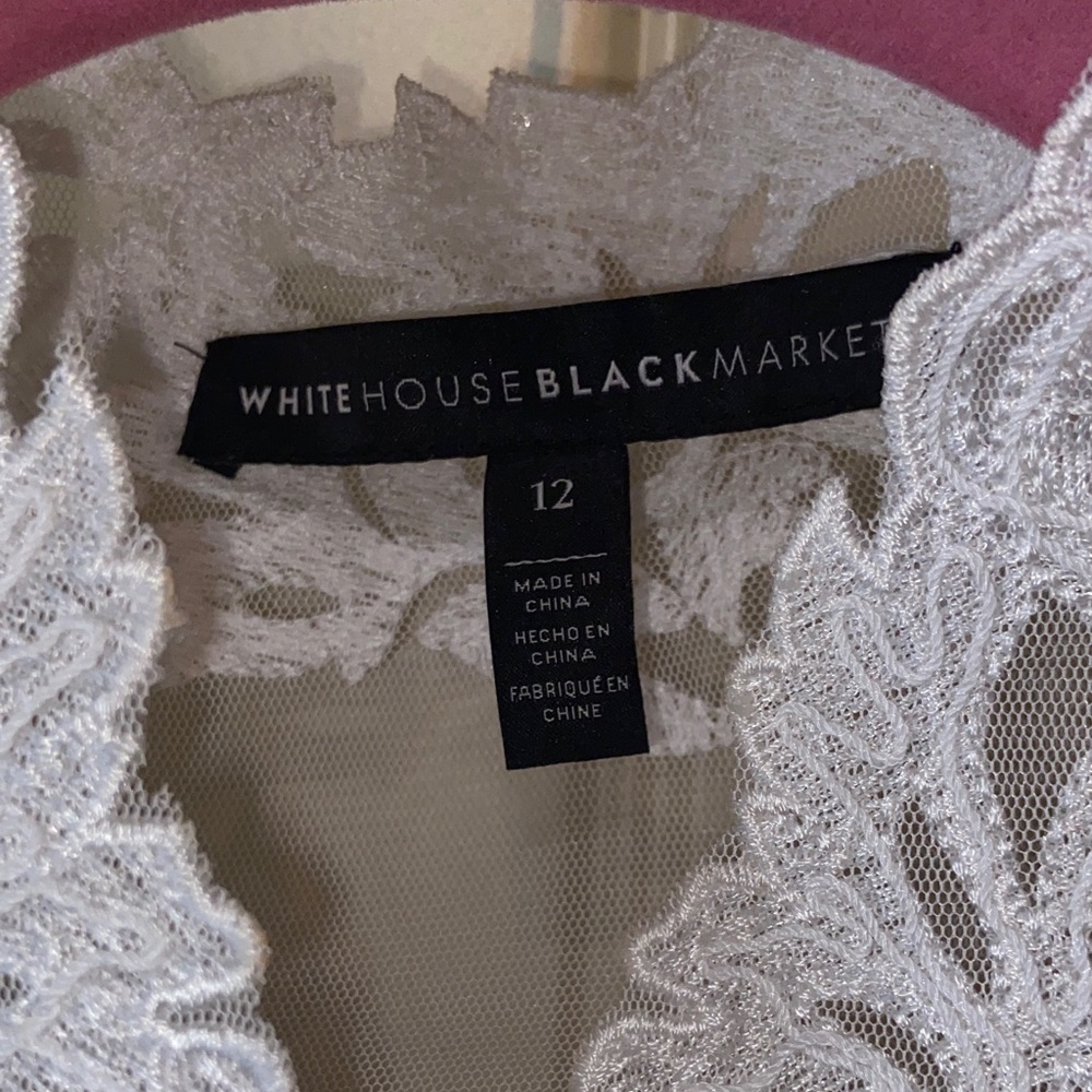 White House Black Market White Lace Yoke Button-Down Shirt - Picture 2 of 11